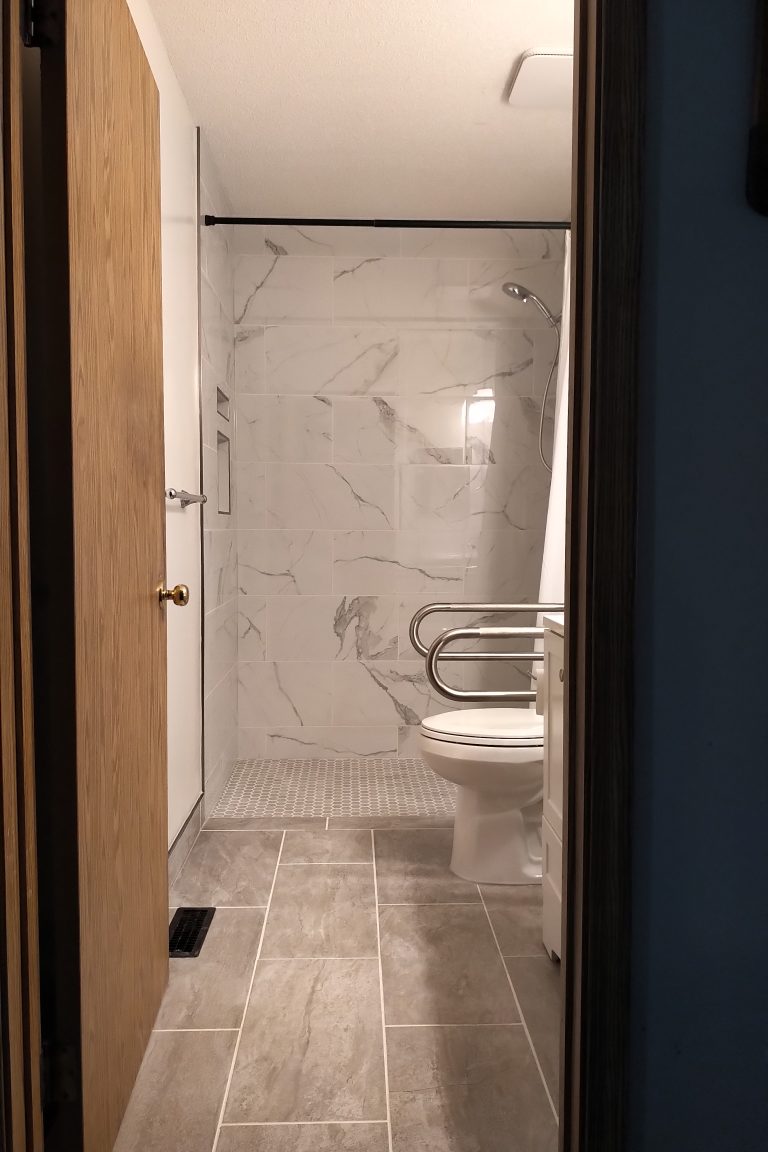 Accessible bathroom with walk in shower
