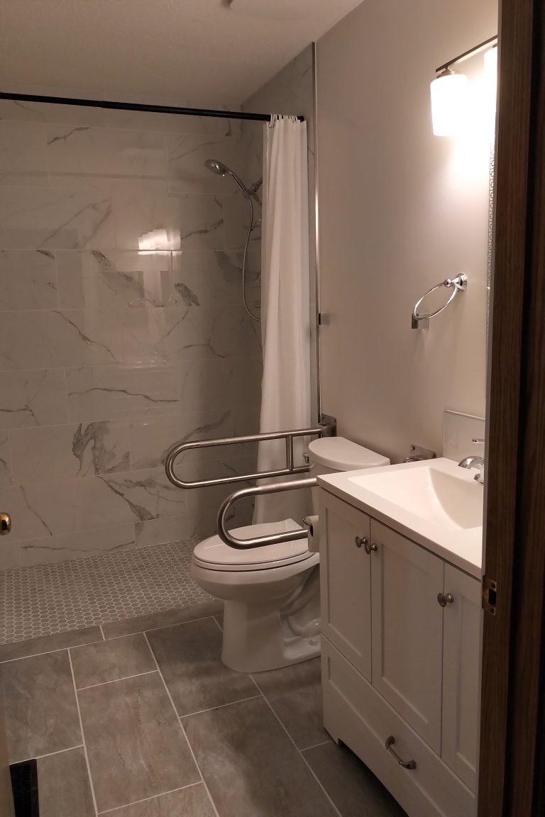 Accessible bathroom with walk in shower